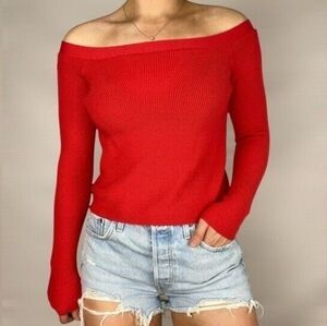 FRAME Off-the-Shoulder Wool Blend Sweater - Large